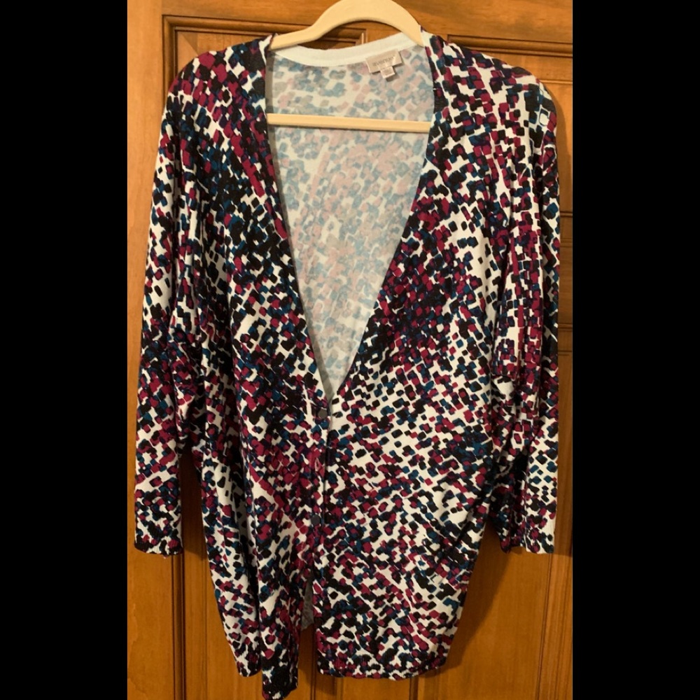 Avenue multi color button down cardigan.